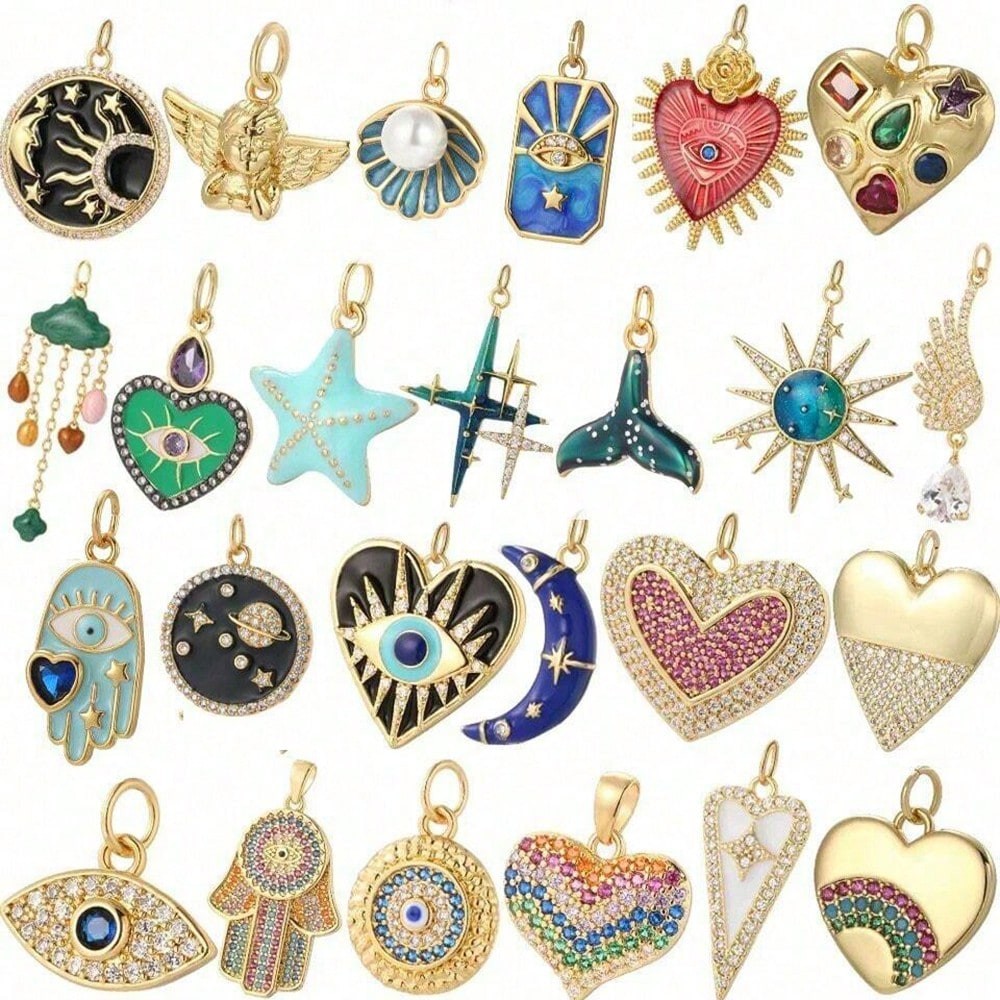 Moon Star Earrings - 1 pièce en cuivre plaqué zircon