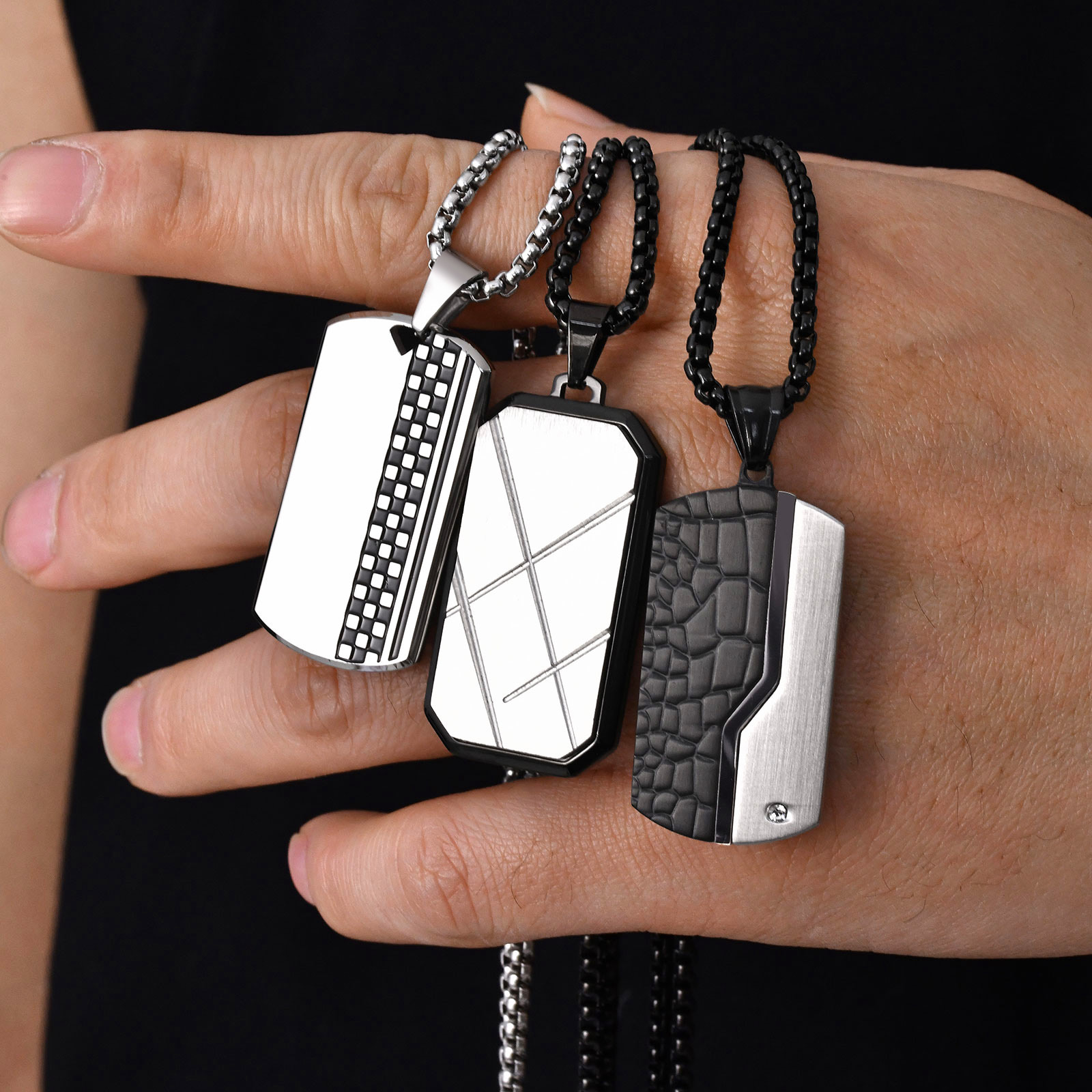 Mens Dog Tag Necklace - Collier pendentif élégant pour homme, colliers