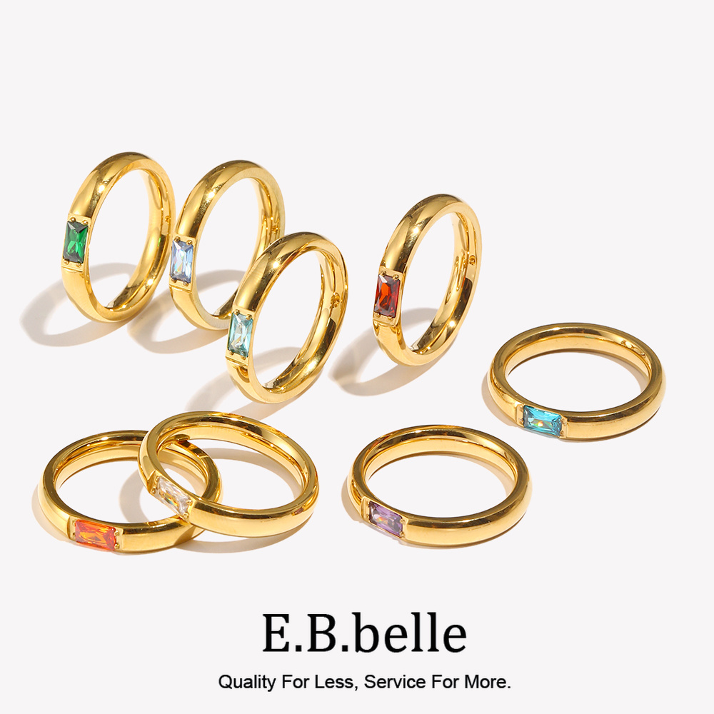 Birthstone Ring Set - E.B.belle-Bague plaquée or 18 carats pour