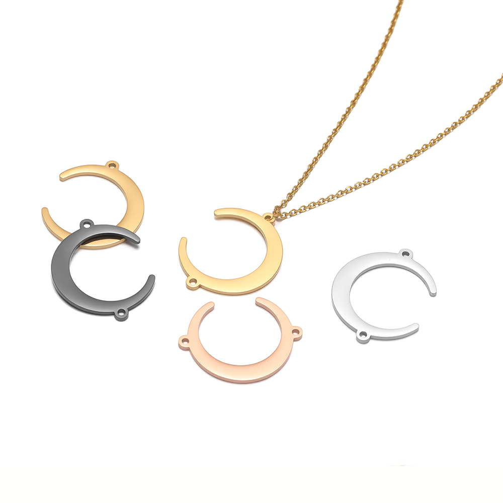 Moon Star Earrings - Pendentifs lune en acier inoxydable, connecteurs,