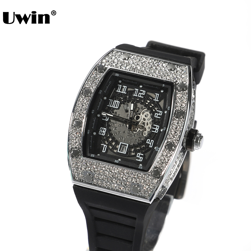 Jewelry Watches Silver - UWIN cadran carré montre plein strass