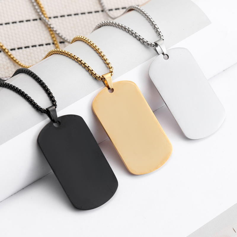 Mens Dog Tag Necklace - HNSP – Collier pendentif militaire en