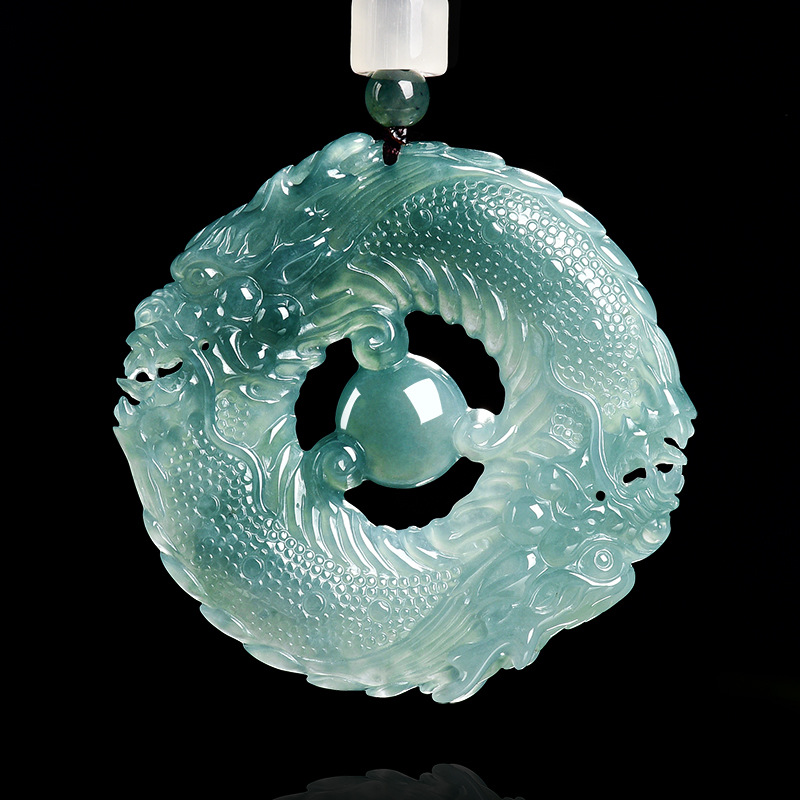 Jewelry & Watches Ltd - Collier pendentif en jade bleu émeraude