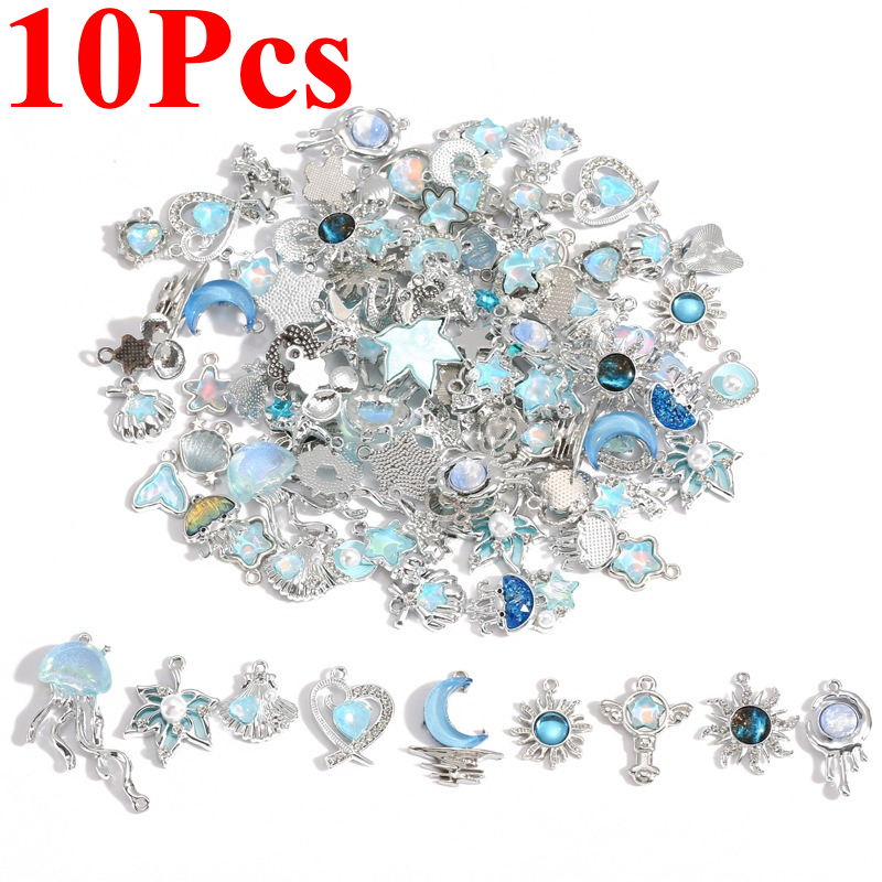 Moon Star Earrings - 10 pièces de breloques étoile, lune