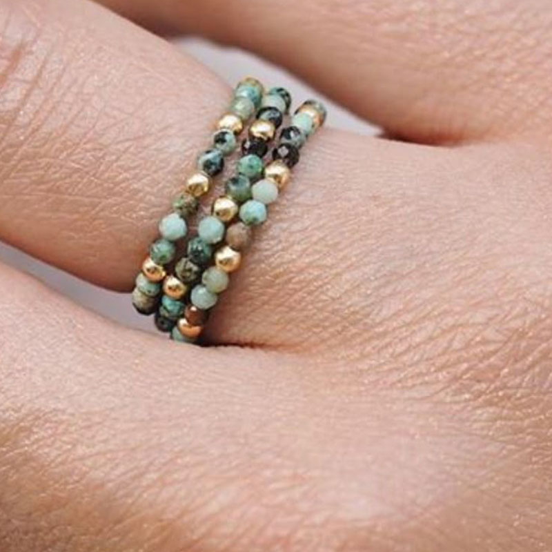 Birthstone Ring Set - Bague en cristal avec perles empilables,