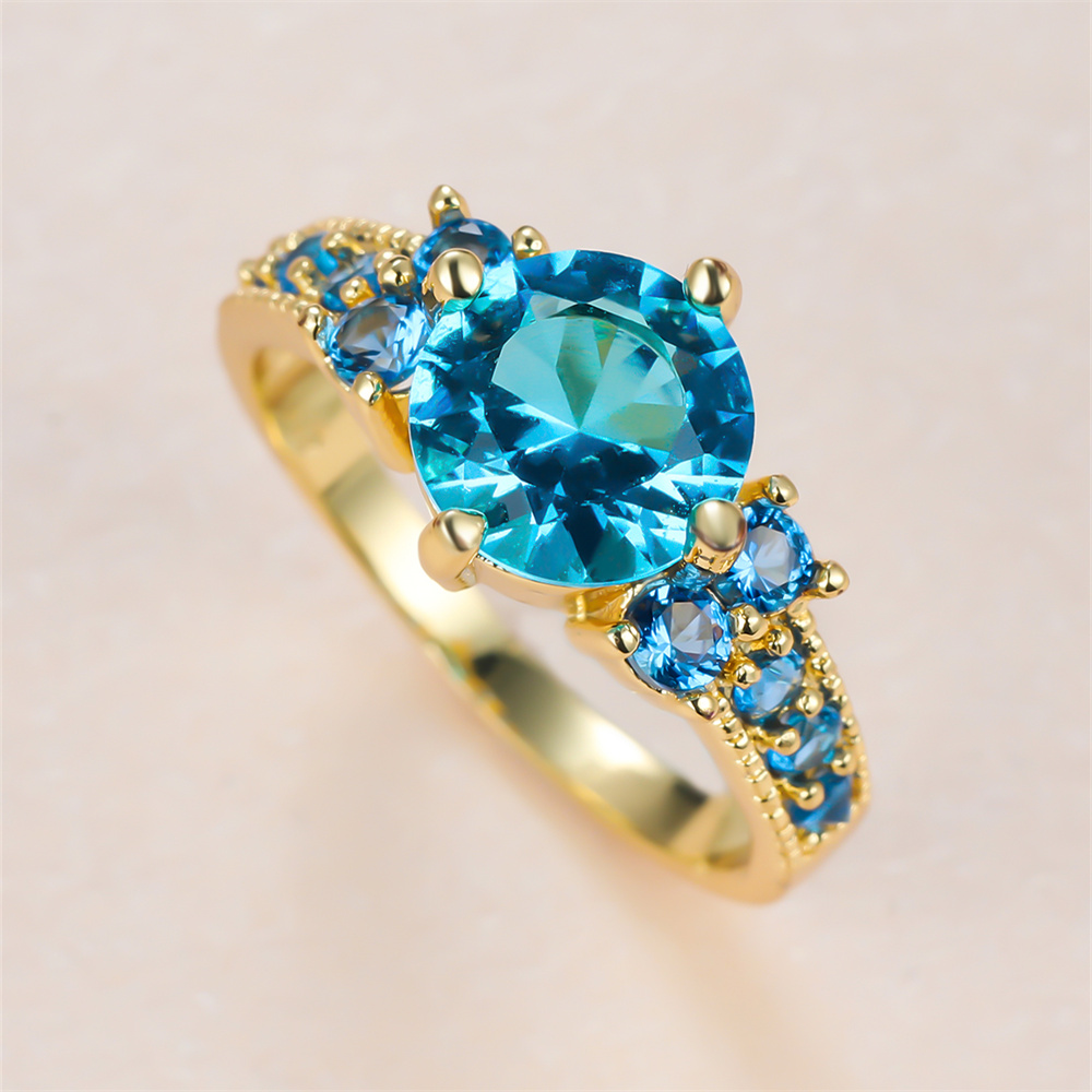 Birthstone Ring Set - Bagues de fiançailles rondes en cristal