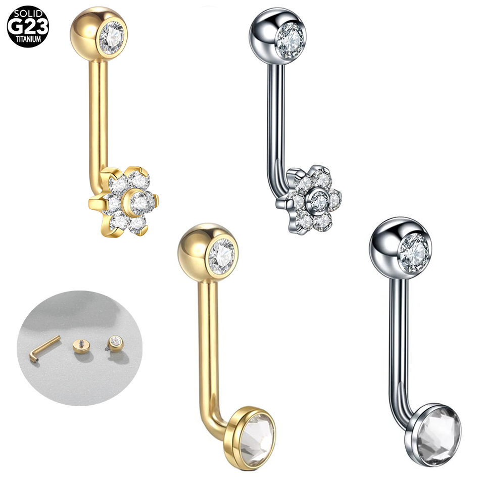 Christina Jewelry & Watches Marguerite Ørestik Forgyldt Sølv - Piercing de Capuche Vertical en Titane