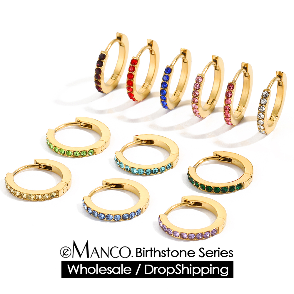 Birthstone Ring Set - EMANCO Boucles d'oreilles créoles simples en