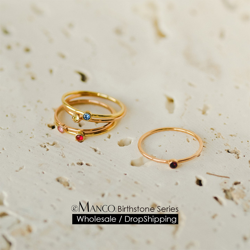 Birthstone Ring Set - Bague EMANCO 12 couleurs pierres de