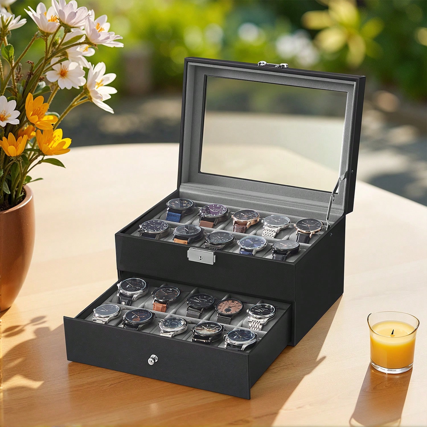 Boîte à montres 20 emplacement - Watches Jewelry Holder avis et prix