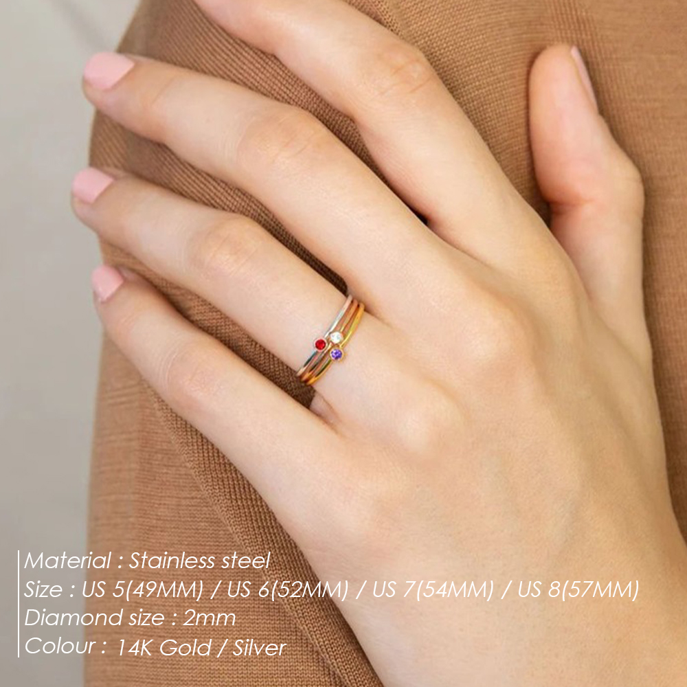 Bague en acier inoxydable EMAN - Birthstone Ring Set avis et prix