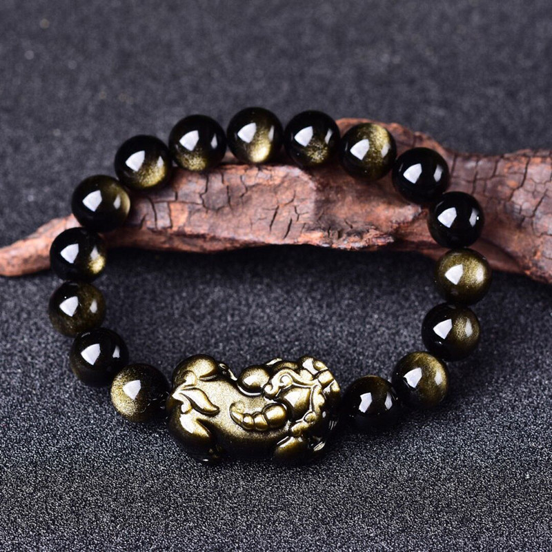 Bracelet en obsidienne en or n - Gemstone Bracelet Healing avis et prix