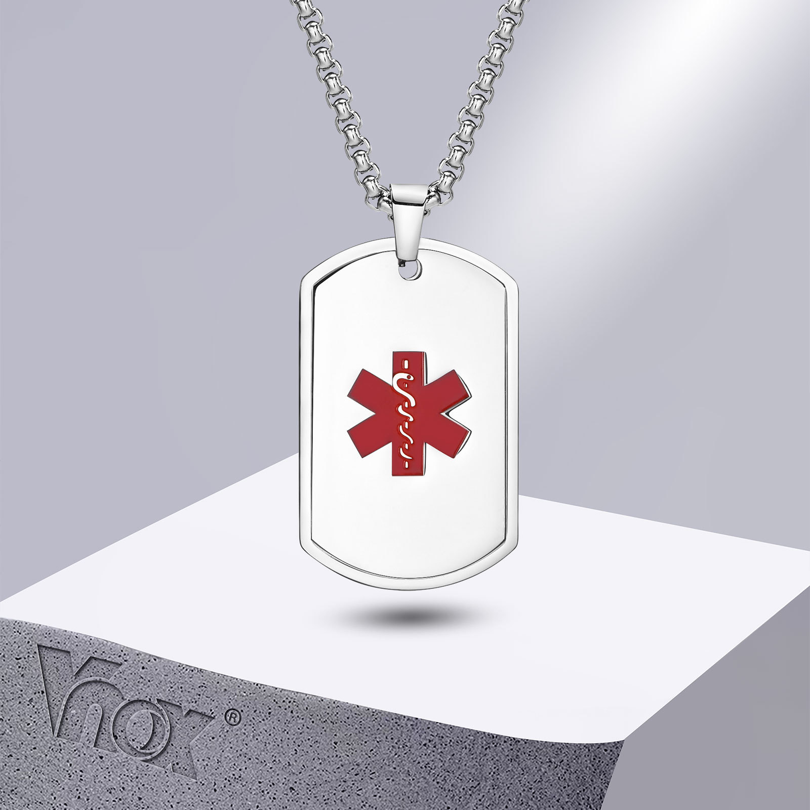 Vnox-Collier médical SACID pou - Mens Dog Tag Necklace avis et prix