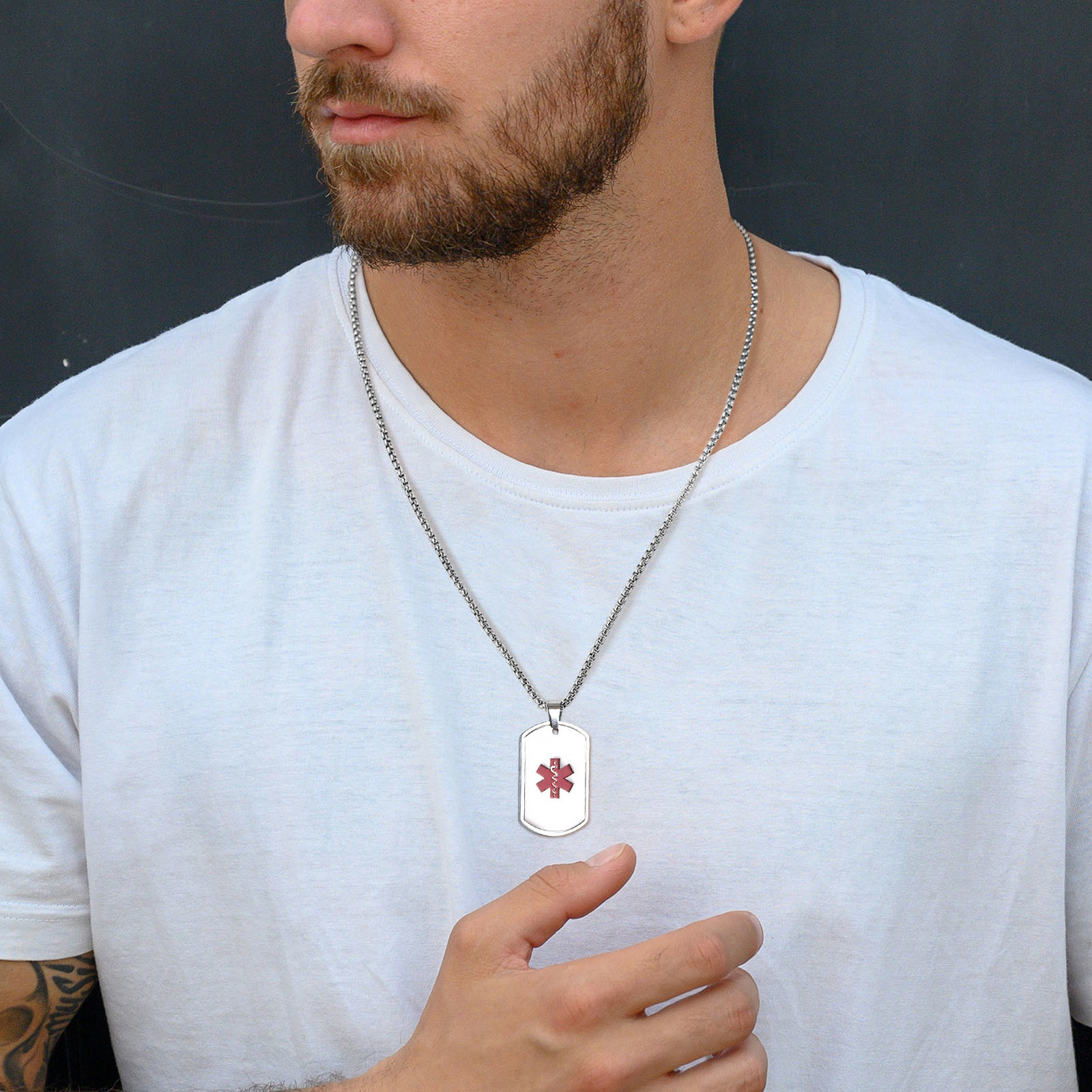 Vnox-Collier médical SACID pou - Mens Dog Tag Necklace avis et prix