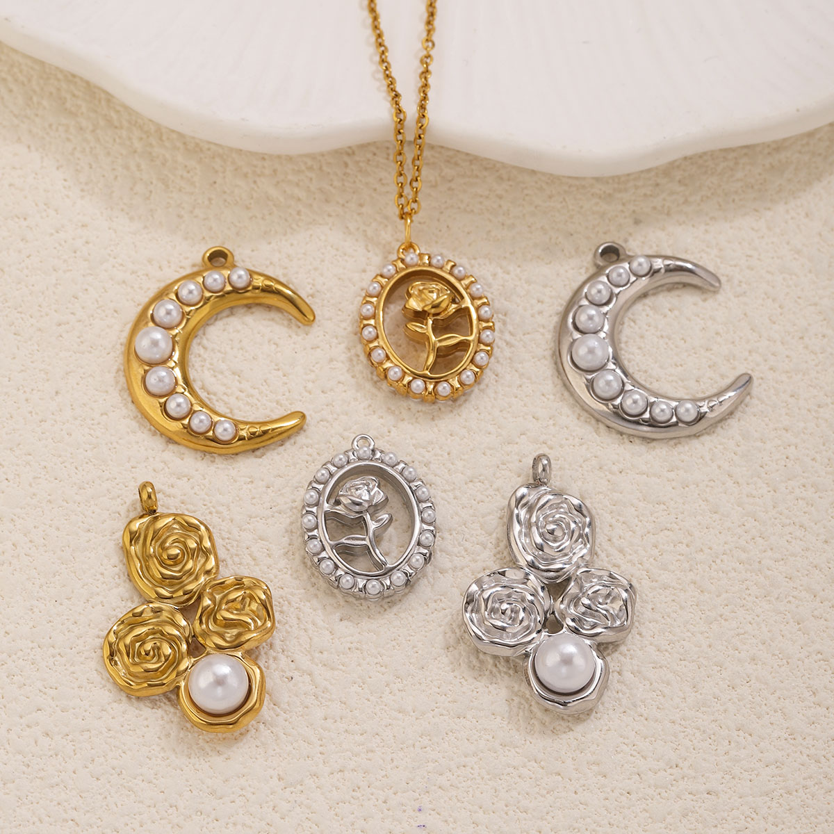 5 pièces de breloques en acier - Moon Star Earrings avis et prix