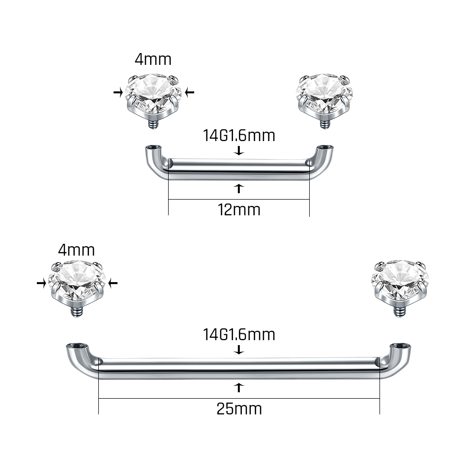 1PC titane Surface Piercing mi - Christina Jewelry & Watches Marguerite Ørestik Forgyldt Sølv avis et prix
