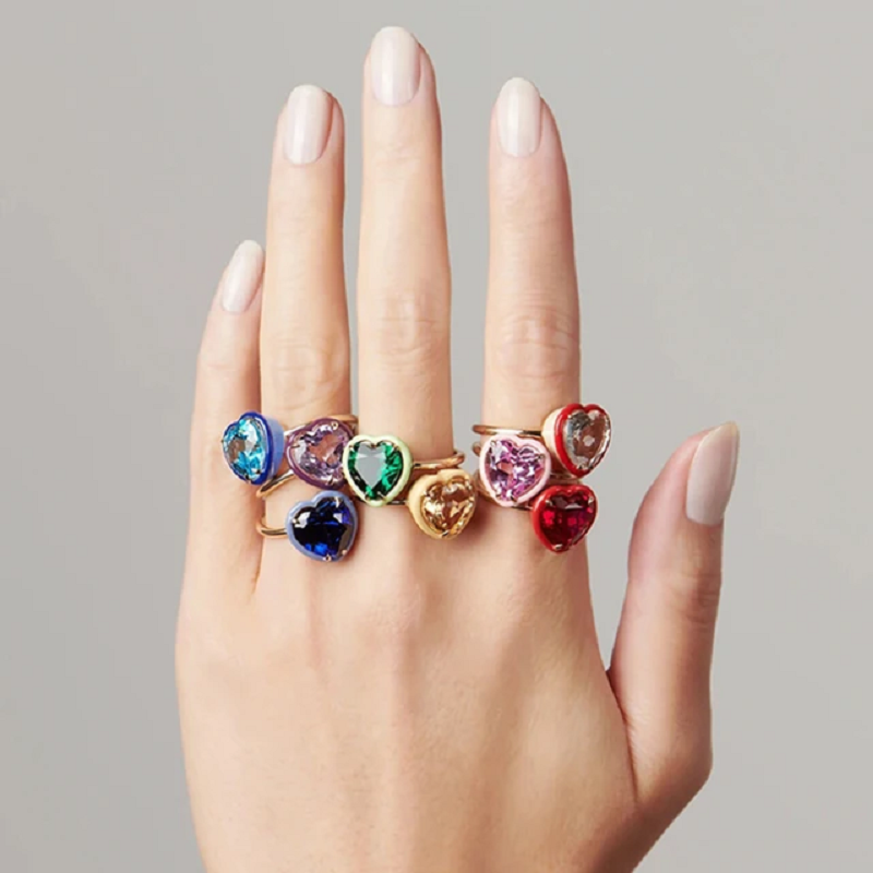 Bagues colorées en forme de cœ - Birthstone Ring Set avis et prix