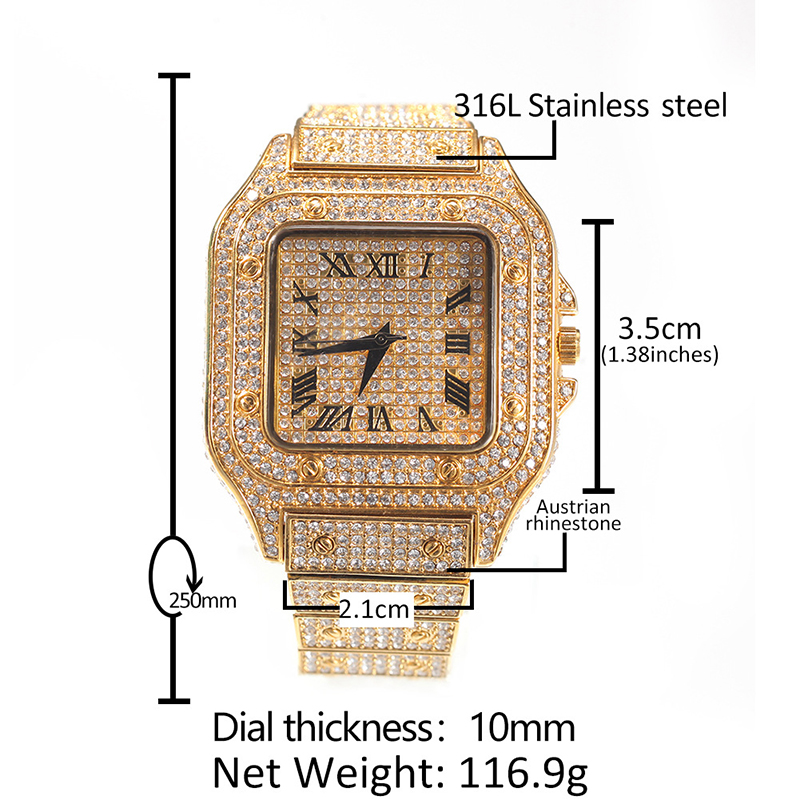 Hip Hop luxe Quartz poignet ét - Jewelry Watches Silver avis et prix