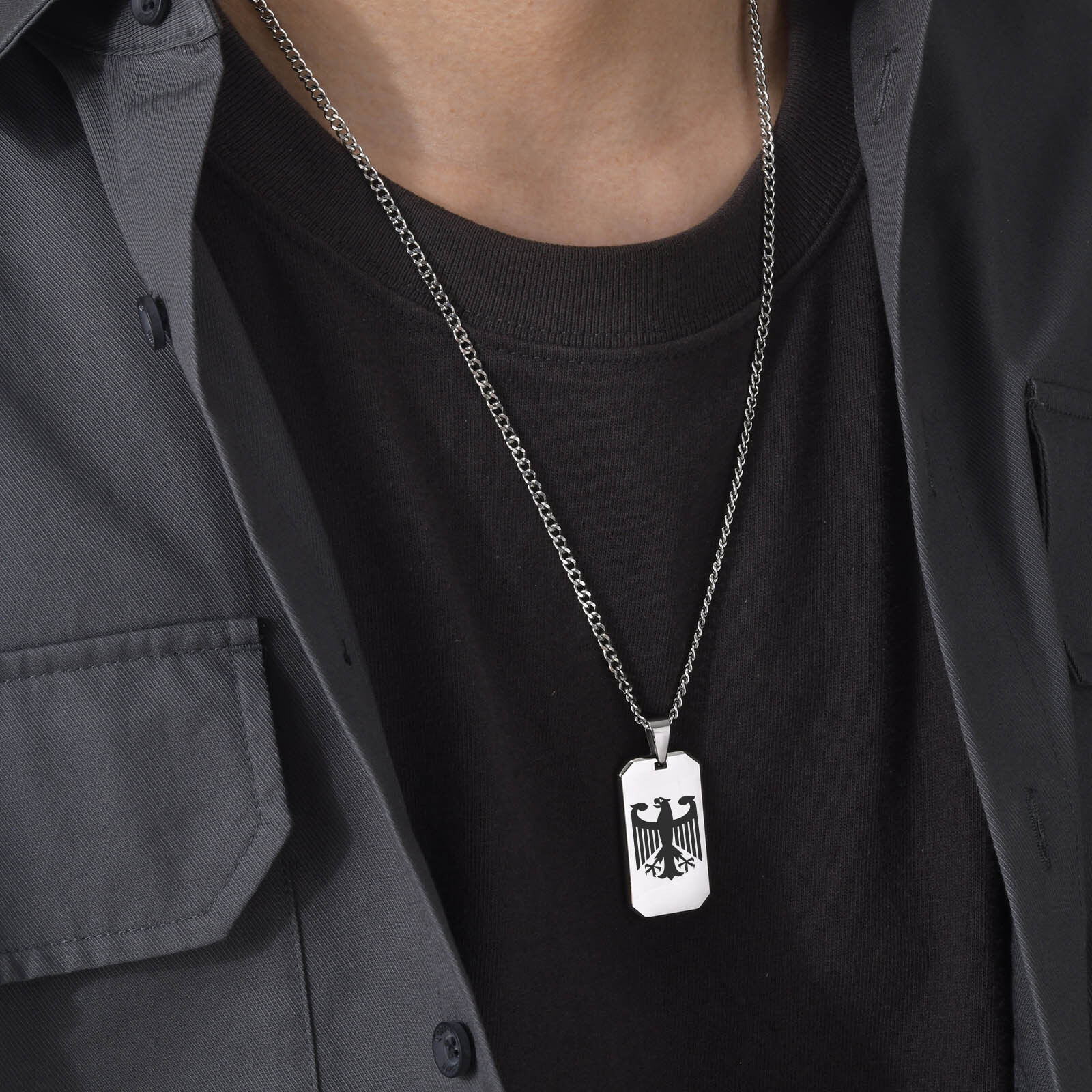 Colliers carrés d'aigle allema - Mens Dog Tag Necklace avis et prix